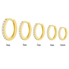 Gold Plated Hoop Earrings Unisex Fashion Jewelry With Cubic Zirconia, Women, Men