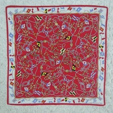 N87 CHAPS RALPH LAUREN Red Flag Cotton Scarf Scarves Pocket Square 17.5" X 17.5"