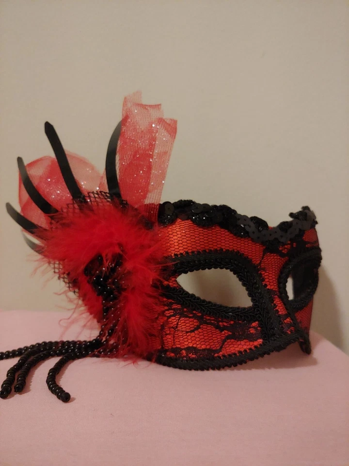 Royal Red Venetian Masquerade Mask - Image 2 of 2