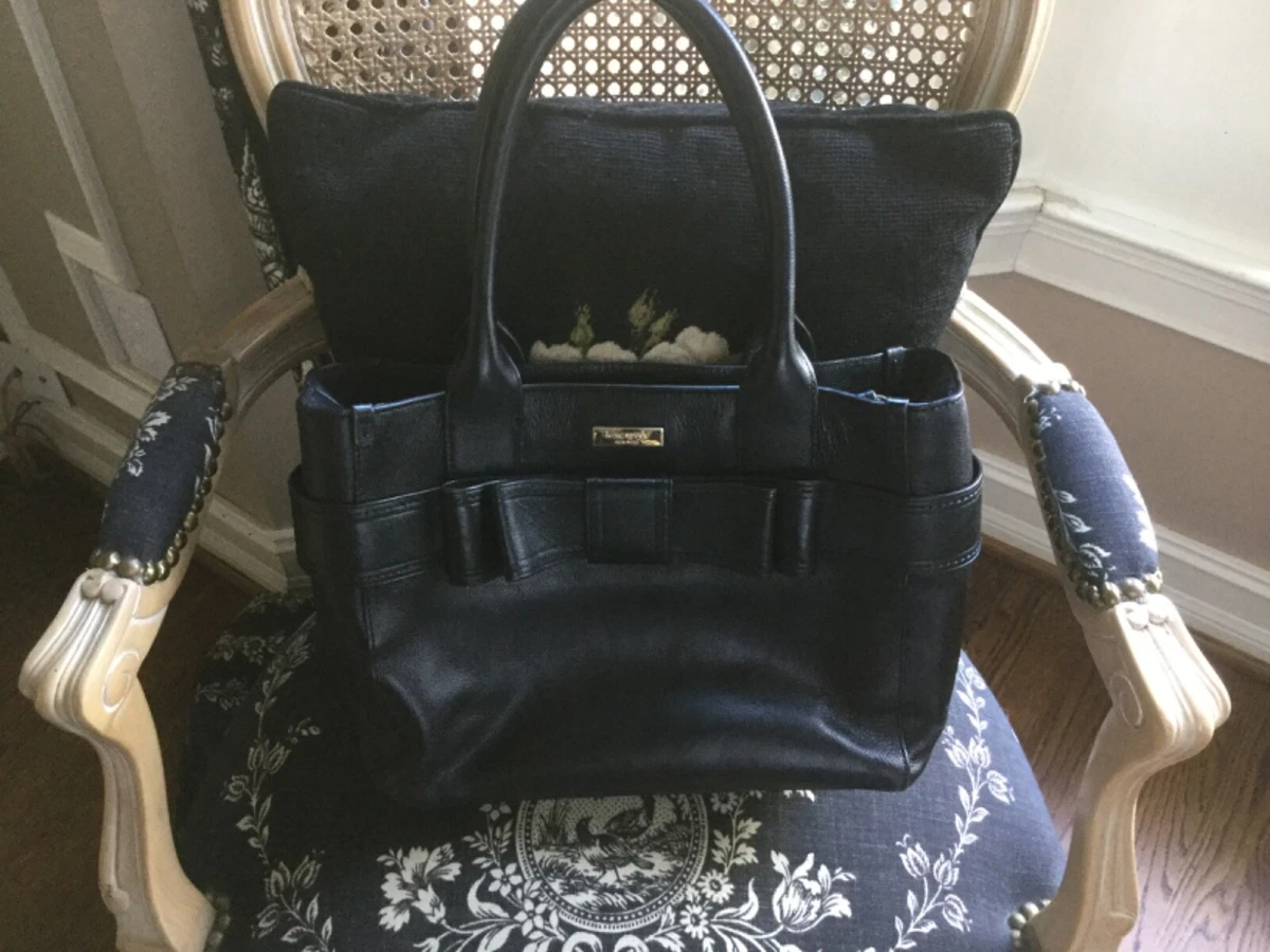 Kate Spade Black Pebbled Leather Large Zip Top Tote Bag Purse | eBay