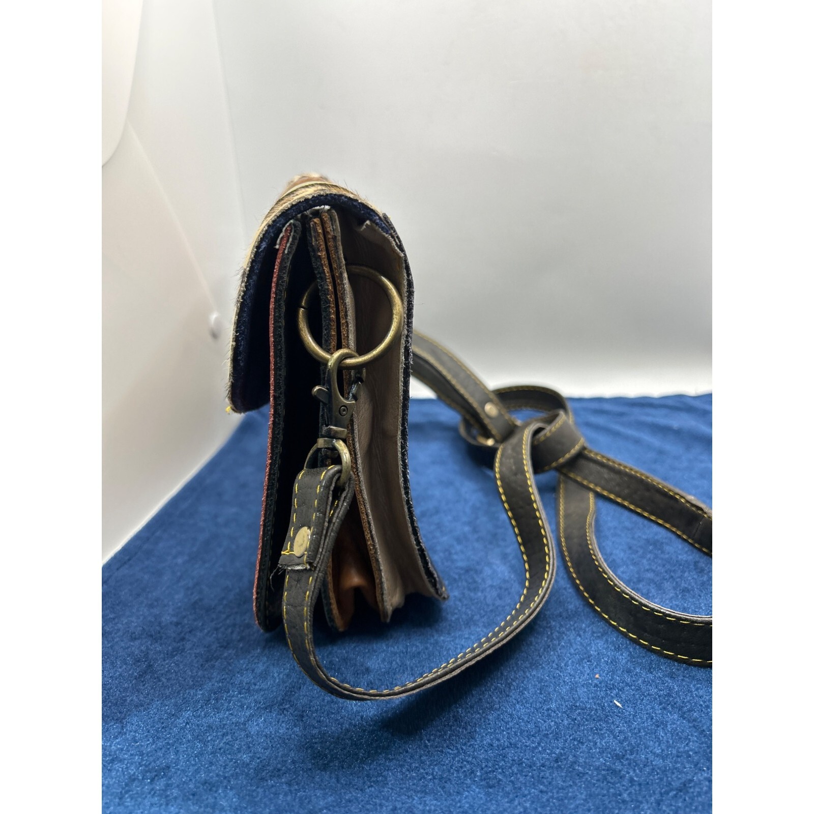 Patchwork Leather Crossbody Bag - Multicolor Stri… - image 5