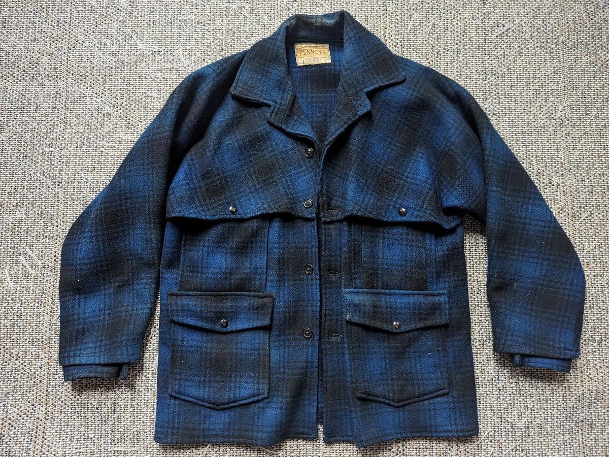 vintage 1960s buffalo plaid MACKINAW penneys L hunting coat WOOL