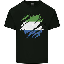 Torn Sierra Leone Flag Leonian Day Football Mens Cotton T-Shirt Tee Top