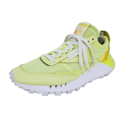 Reebok Womens Classic Leather Legacy Sneakers 10 Energy Glow Yellow Green White