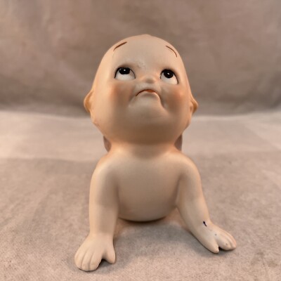 Vintage Kewpie Doll Blue Wings Porcelain Bisque Figurine Unmarked Lefton 228