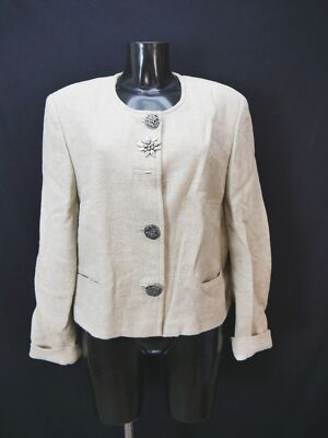 Steinbock Tyrol beige mit Falte phantastische Damen Leinen Trachtenjacke Gr.42
