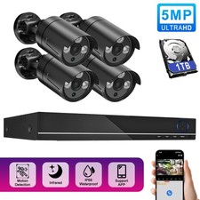 CCTV 5MP 24/7 Security Camera System Kit 8CH DVR 1TB Home Outdoor Waterproof