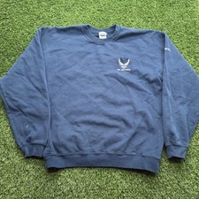 Vintage US Air Force Sweatshirt Large L Blue Fitness Center Staff Military USAF