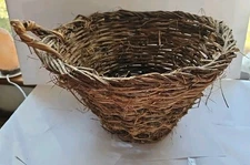 Basket Primitive Rustic Display 17" Round Distressed 10" Tall Country Decor