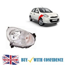 Headlight Headlamp Electric Manual Driver Side Fits Nissan Micra 2011-2013 New