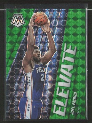 Joel Embiid 2020-21 Panini Mosaic #20 Elevate Mosaic Green Philadelphia 76ers