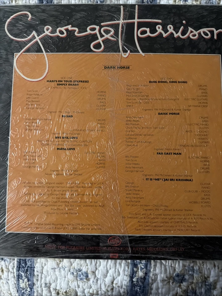 George Harrison Dark Horse LP Vinyl Record Album FIRST PRESS MINT CONDITION - Image 2 of 2