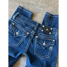Miss Me Jeans Women  s 27 Skinny low Rise Dark Wash rhinestone Flap Y2K