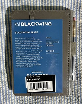 BLACKWING Slate Notebook Gray HARDCOVER 160 PAGES DOT GRID 100GSM With Pencil