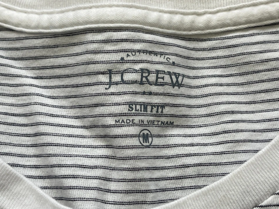 Camiseta J Crew Para Hombre Mediana Azul Rayas Calce Ajustado Bolsillo en el Pecho Manga Corta G0956 Foto 2 de 4