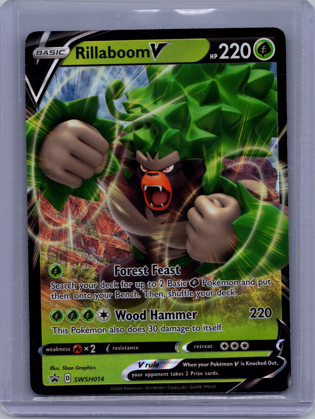 2020 Pokémon TCG SWSH Black Star Promos Rillaboom V #SWSH014 Foil Promo NM