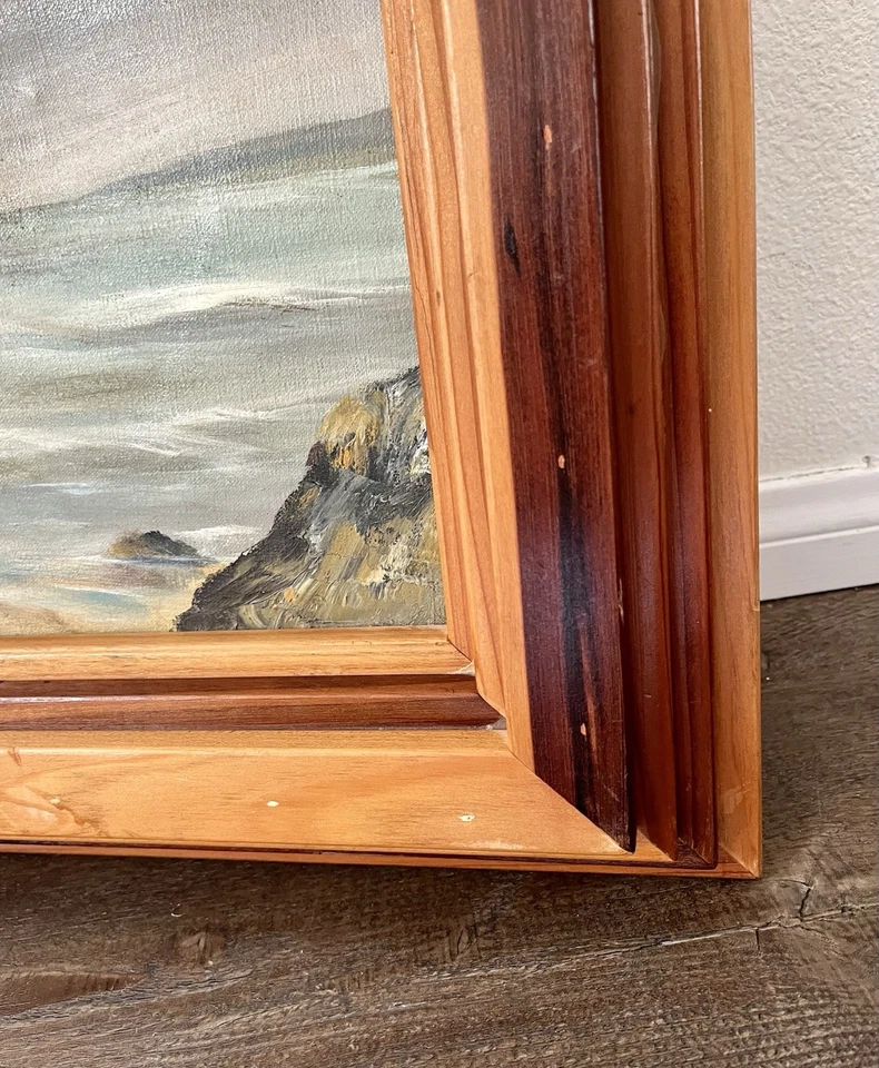 Pintura al óleo original 1972 de Lisa Casson marco de madera enmarcado 16/19 pulgadas Foto 4 de 4