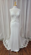 Morilee Bridal 2072L Raya Satin Fit and Flare Wedding Dress Lace Train Ivory