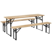 6' Wooden Portable Folding Picnic Table and Bench Set for Outdoor Camping Patio