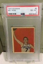 1948 Bowman Basketball Card  - #8 Mel Riebe (RC)  Boston Celtics PSA 6