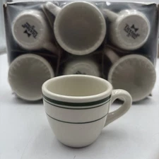 Tuxton Restaurant Ware Expresso Cups Green Ivory 22 New 6 Piece Set