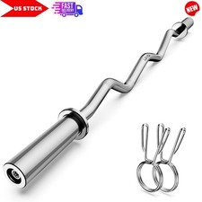 47" Olympic EZ Curl Barbell Bar, 2" Bar for Weight Lifting, Hip Thrusts, Squat