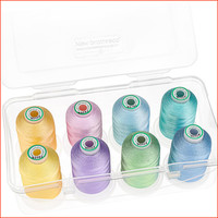 Stickgarn 1000M 8 Spulen Polyester Mit Aufbewahrungsbox Pastellfarben Quilten