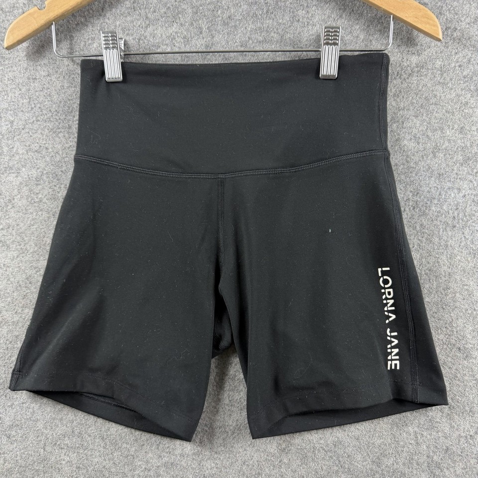 Lorna Jane Women's Bike Shorts Size S Black High Waist Activewear Gym