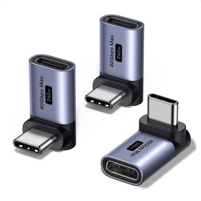 UGREEN 90 Degree USB C Adapter 3 Pack,Right Angle C Male to Space Grey 