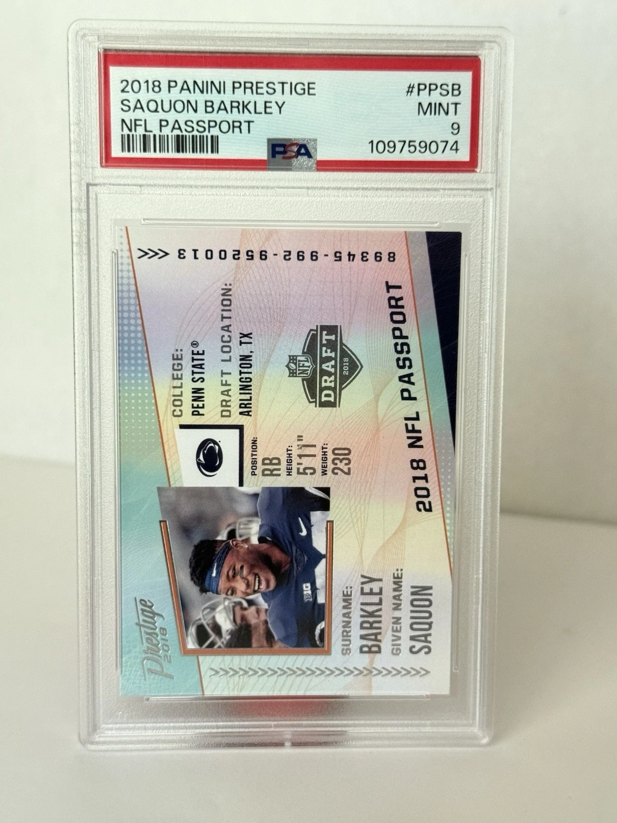 Saquon Barkley Panini Prestige NFL Passport #PPSB Blue Xtra Points