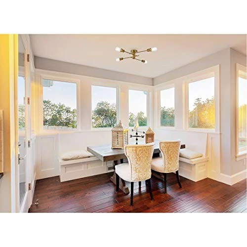 Living District Xavier 4 Light Mid Century Metal Flush Mount in Brass - Picture 2 of 3