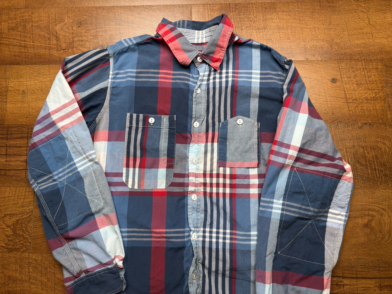 Engineered Garments Patchwork Check Work Shirt 10… - image 2