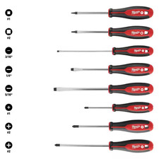 Phillips/Flat Head/Square Hex Drive Screwdriver Set with Tri-Lobe Handle 8-Piec
