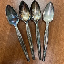 Wm Rogers Mfg Co Silver Grapefruit Spoon Old Vintage Silverware Rare, see of 4