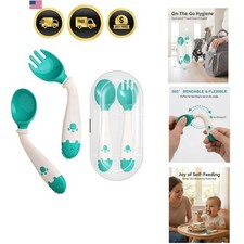 Toddler Utensils, Self-feeding Flatware Set withTravel Case, Baby Spoons and ...