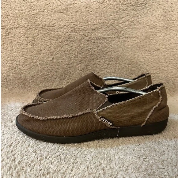 Zapatos Mocasines Crocs Santa Cruz Marrón Lona Sin Cordones Para Hombre Talla 14 Informales Cómodos Foto 4 de 4