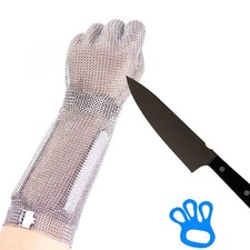 19cm Long Chainmail Glove, Cut Resistant, Food Grade, Stainless Steel, Silver...