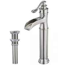Waterfall Single Hole Single-Handle Vessel Bathroom Faucet With Pop-up Drain BN