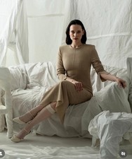 RETAIL 109$ ZARA NEW WOMAN SS25 ZW COLLECTION WOOL TUBE DRESS Beige | 2332/306