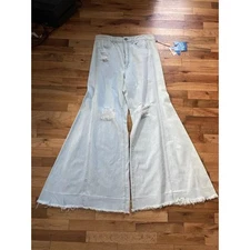 SHOW ME YOUR MUMU Women's San Fran Wide Leg Denim Jeans Light Horizon Size 28