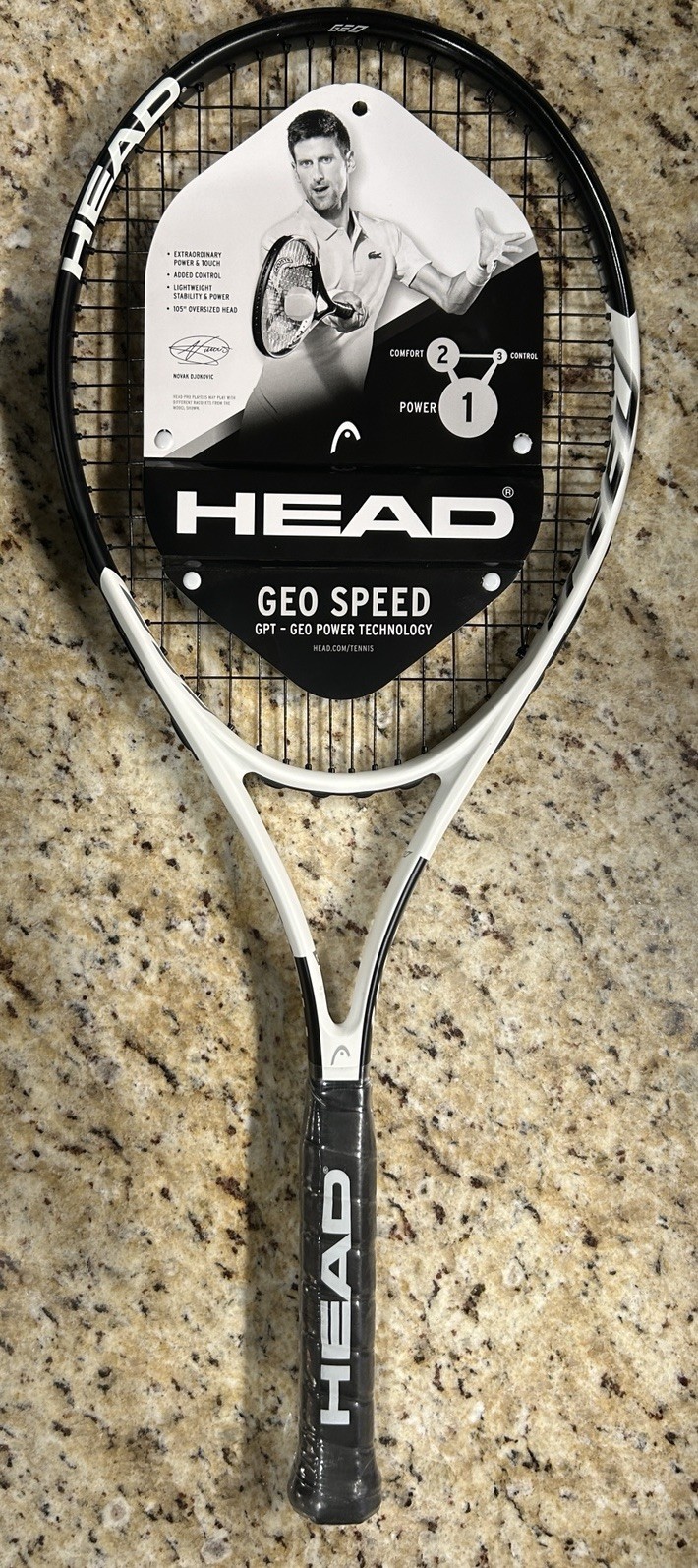 HEAD Geo Speed Adult Tennis Racket - 4 3/8 in Grip Black/Whi