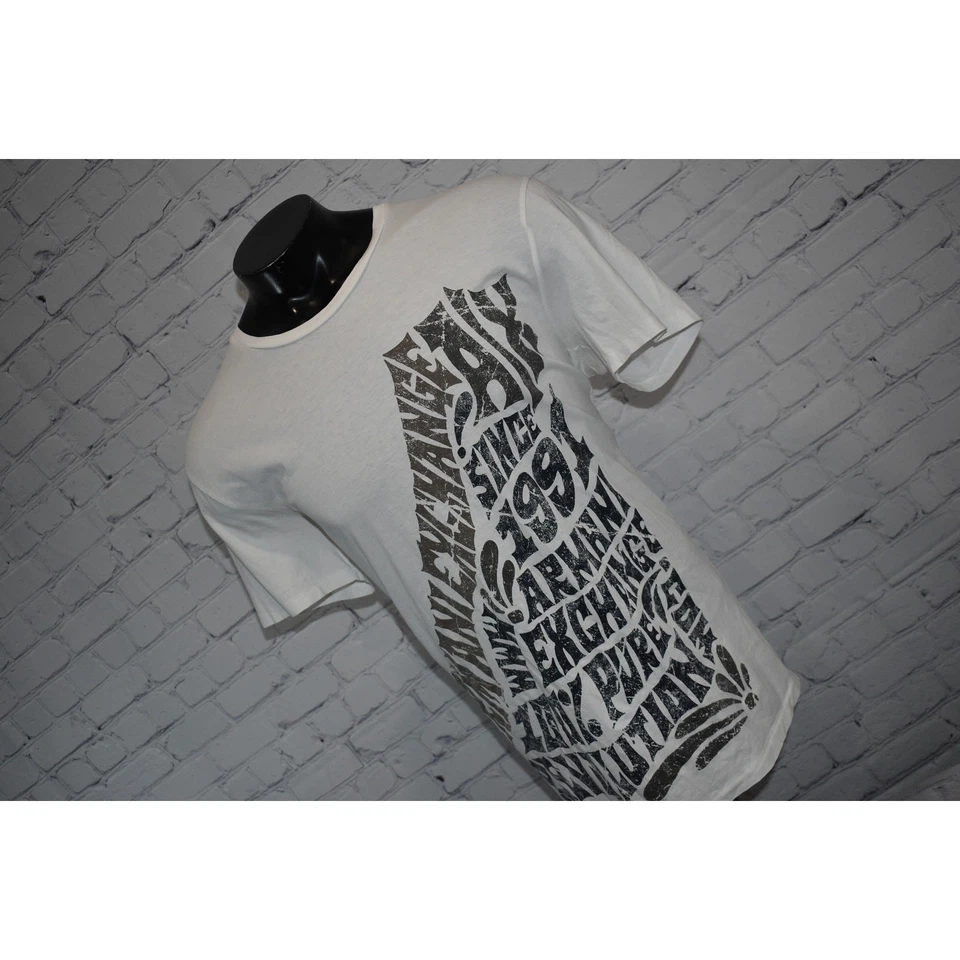 Armani Exchange T-Shirt Mens Size 2XL Tan White Blue Cotton Short Sleeve - Image 3 of 4