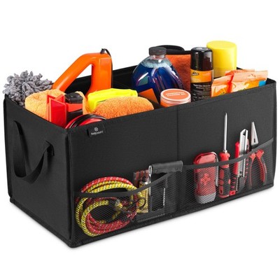 Handy Laundry Car Trunk Organizer   Large 2 Compartment Storage Bin with NonS...