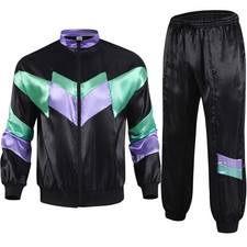 🔥80s 90s Mens Shell Suit Costume Sports Tracksuit Neon Adult Fancy Dress Outfit
