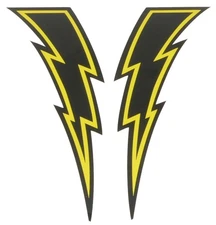 Porkchop BMX LIGHTNING BOLT decals stickers (Set of 2) BLACK & YELLOW