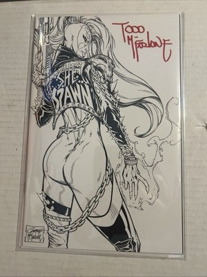 The Scorched 52 She-Spawn JSC Cover B B&W Sketch Signed Todd McFarlane COA