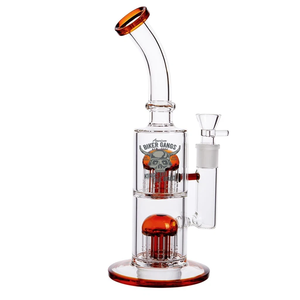 Glass Bubbler Hookah – Skull Accent and Dual Tree Perc