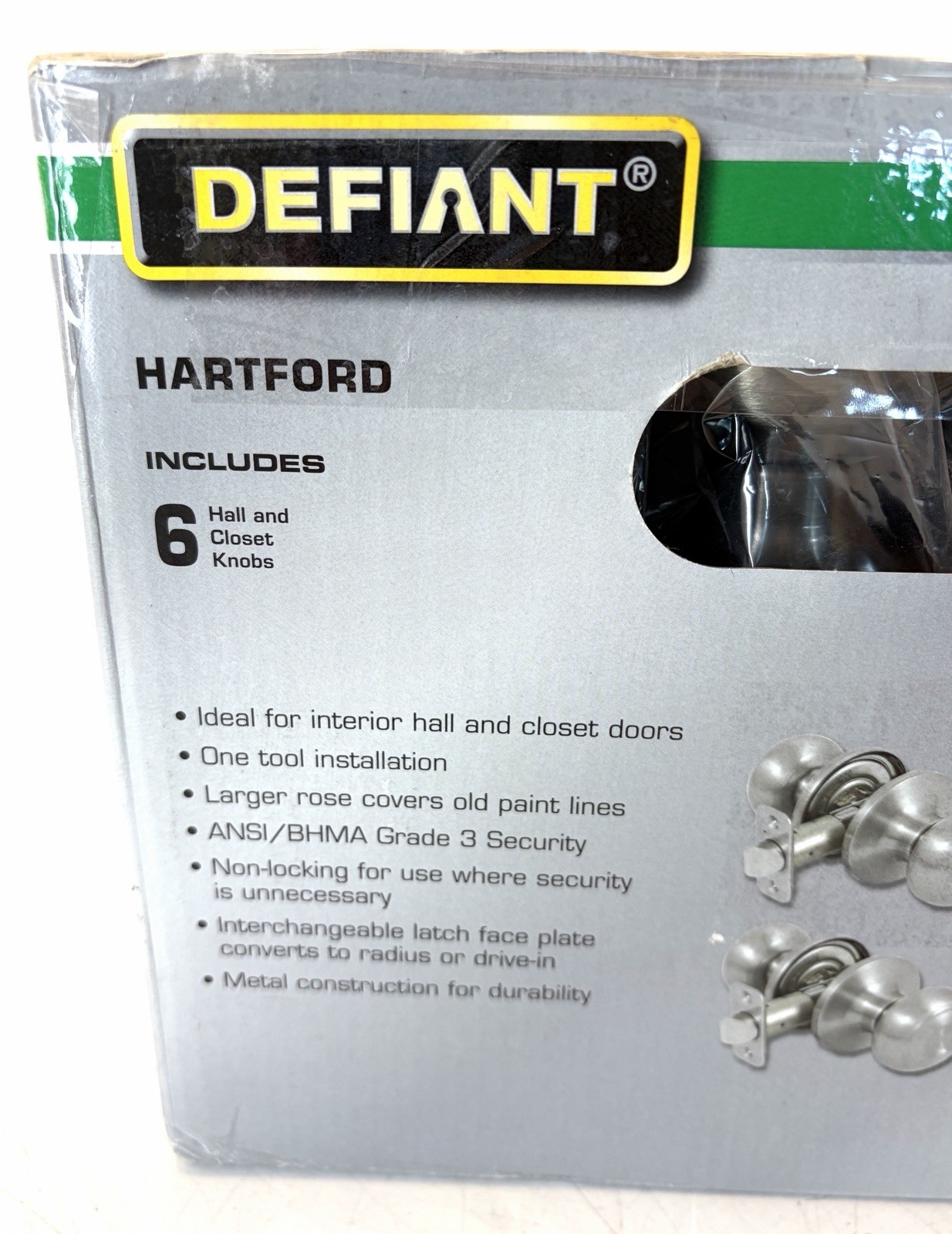 Defiant Hartford Hall and Closet Door Knob In Satin Nickel 6 Pack 1002 708 057