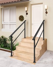 Adjustable Outdoor Stair Handrail for 1-6 Steps Aluminum Steel Porch Railing Kit