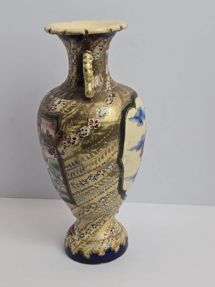 Японская ваза ручной росписи фарфор, 2 разные сцены 11 дюймов высотой - Изображение 2 из 4